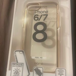 iPhone 6/7/8 metallic clear gold phone case.